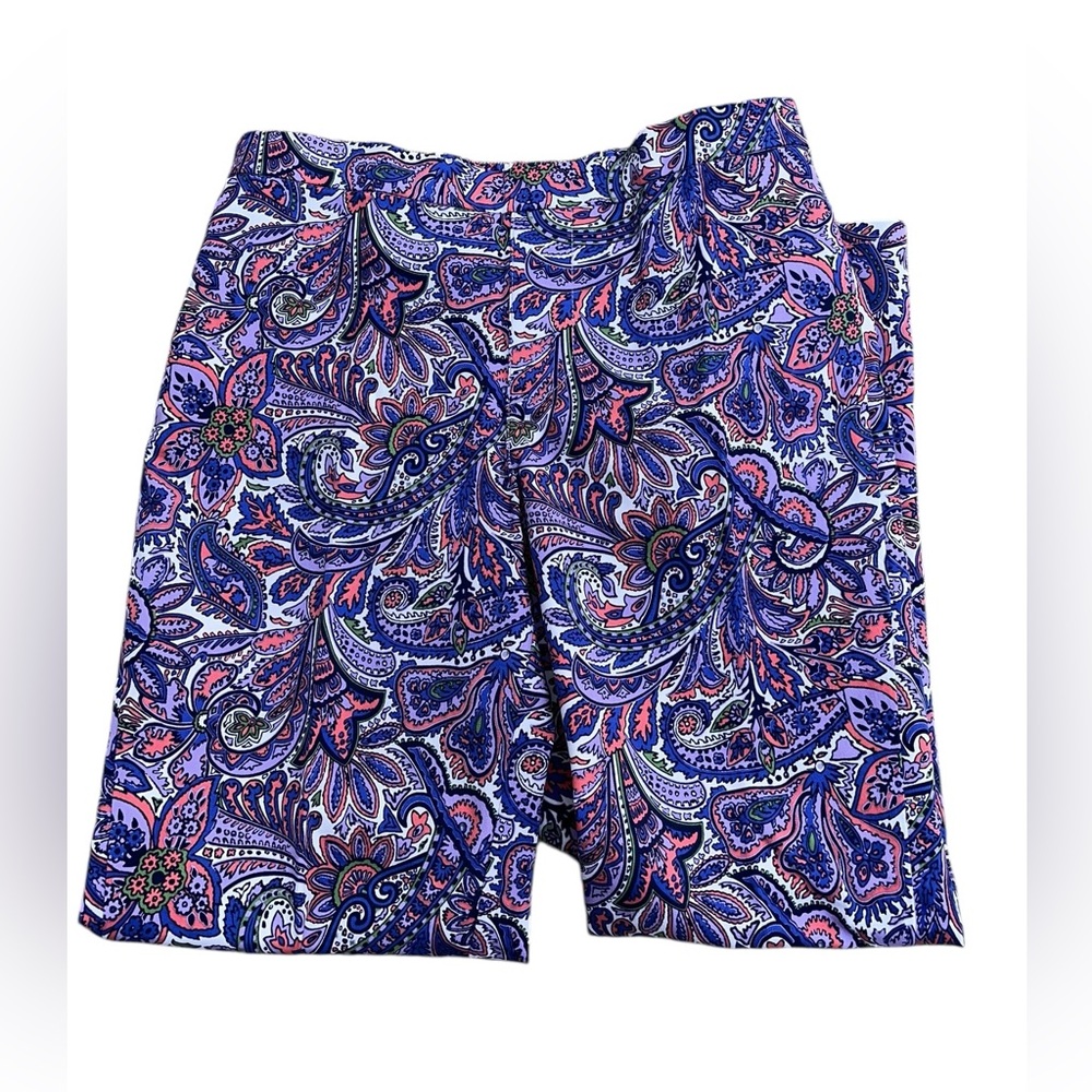 Isaac Mizrahi Live Pull On Flat Front Paisley Print Pants Size 6P. NWOT